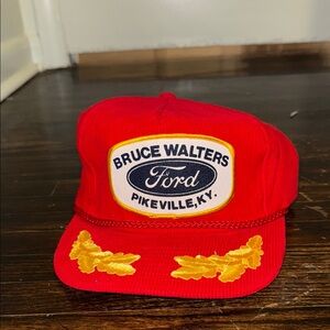 Red Bruce Walters Ford Corduroy Vintage Hat
